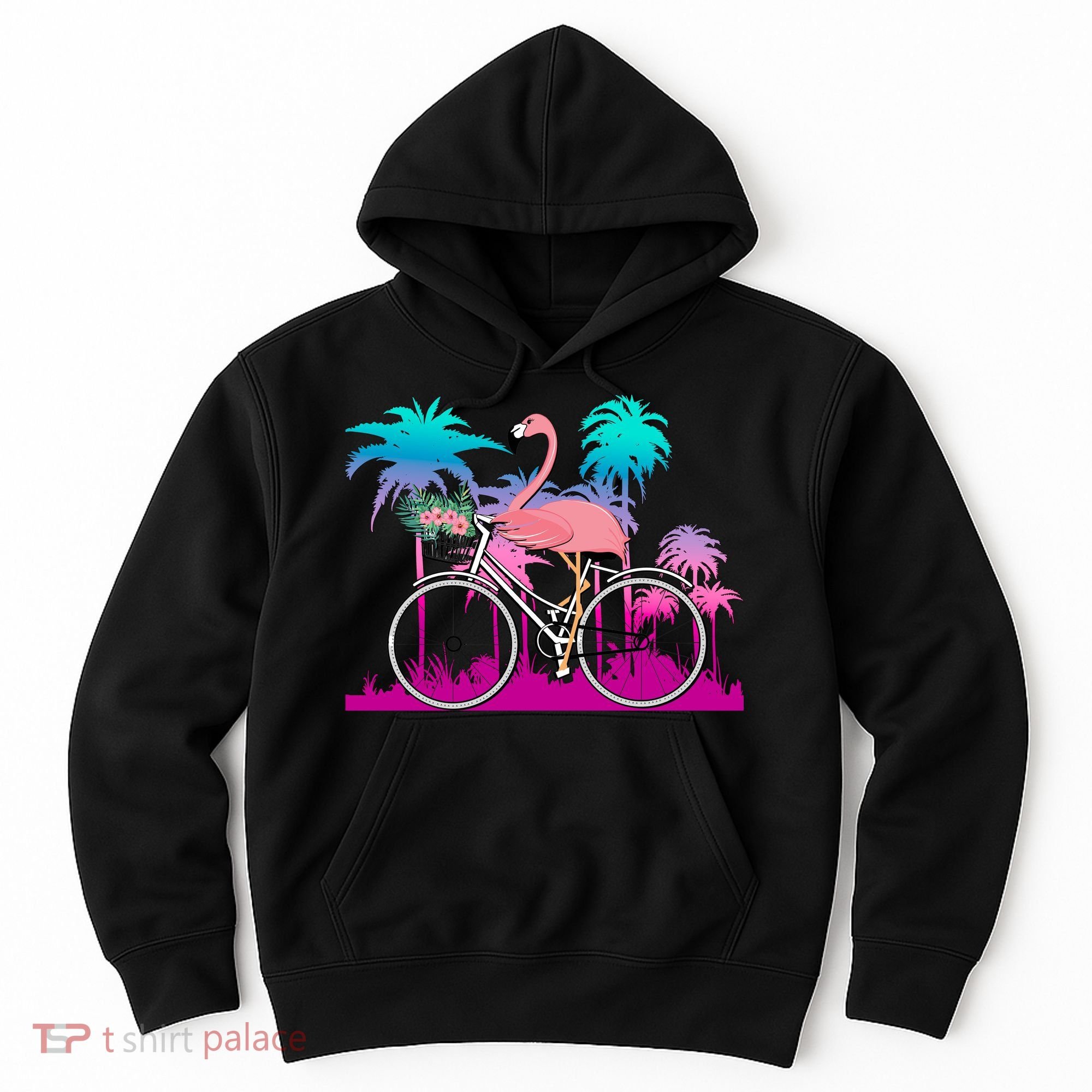 Let's Get Flocked Up Flamingo Riding A Bike Hoodie