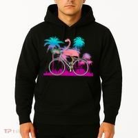 Let's Get Flocked Up Flamingo Riding A Bike Hoodie thumb 2