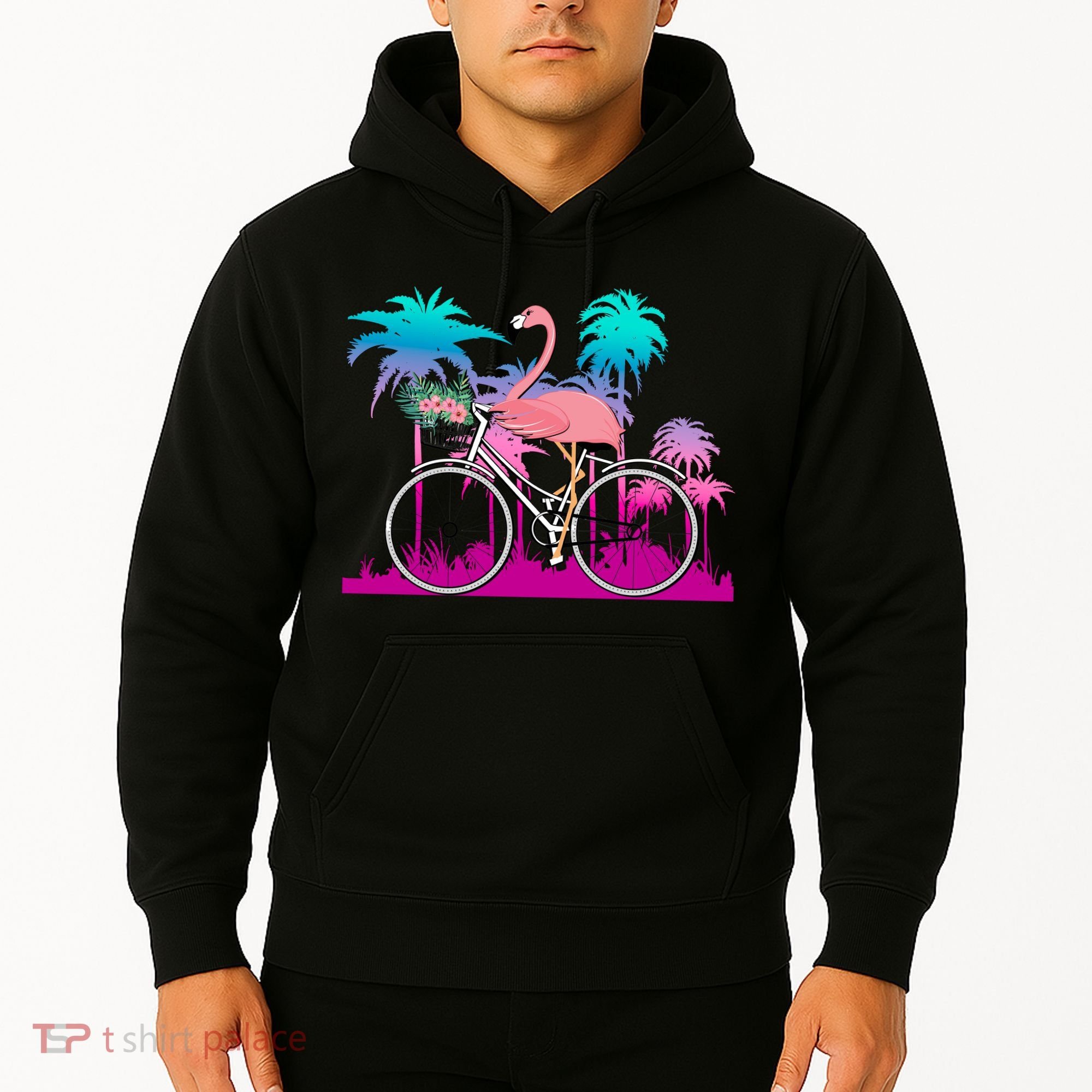 Let's Get Flocked Up Flamingo Riding A Bike Hoodie
