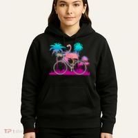 Let's Get Flocked Up Flamingo Riding A Bike Hoodie thumb 5