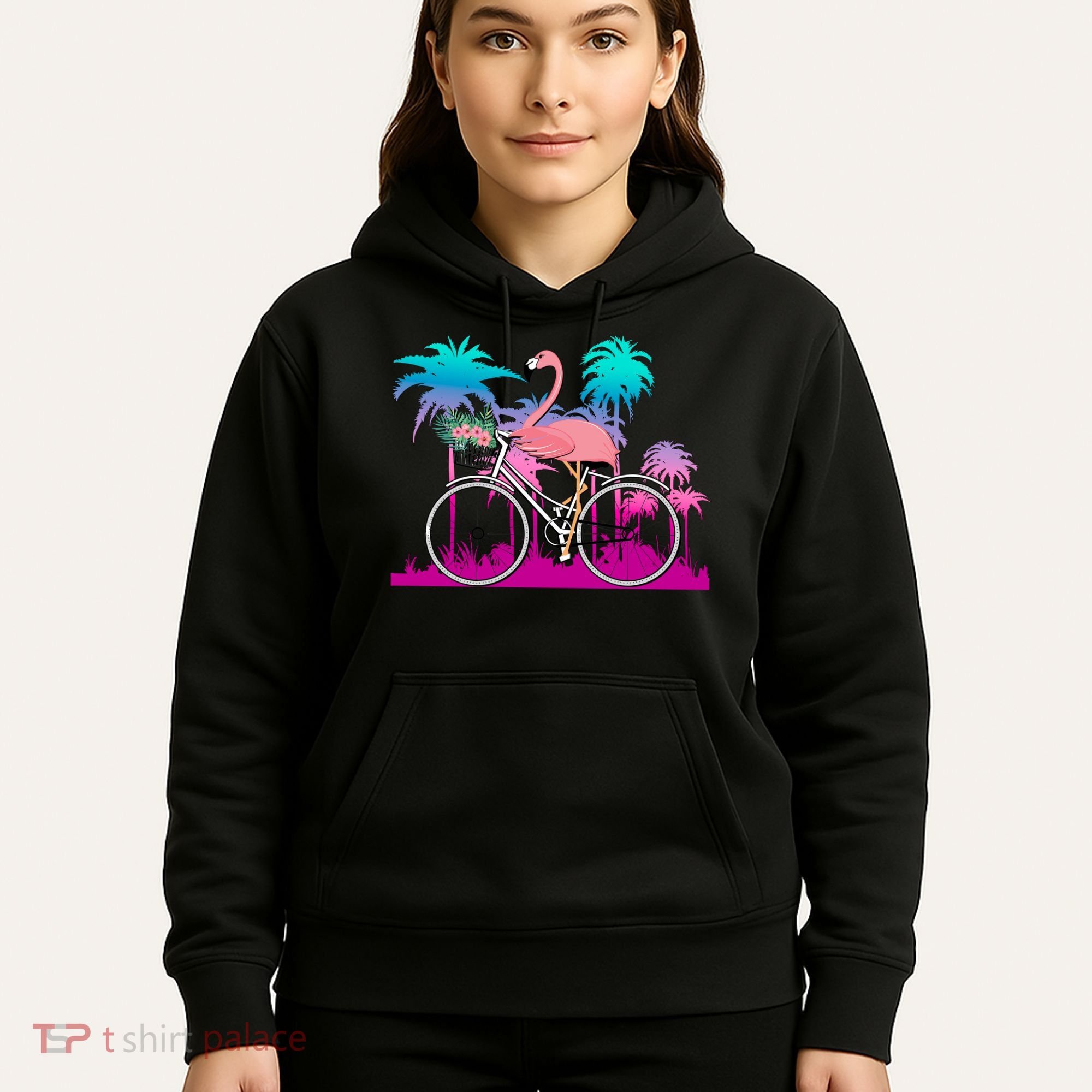 Let's Get Flocked Up Flamingo Riding A Bike Hoodie