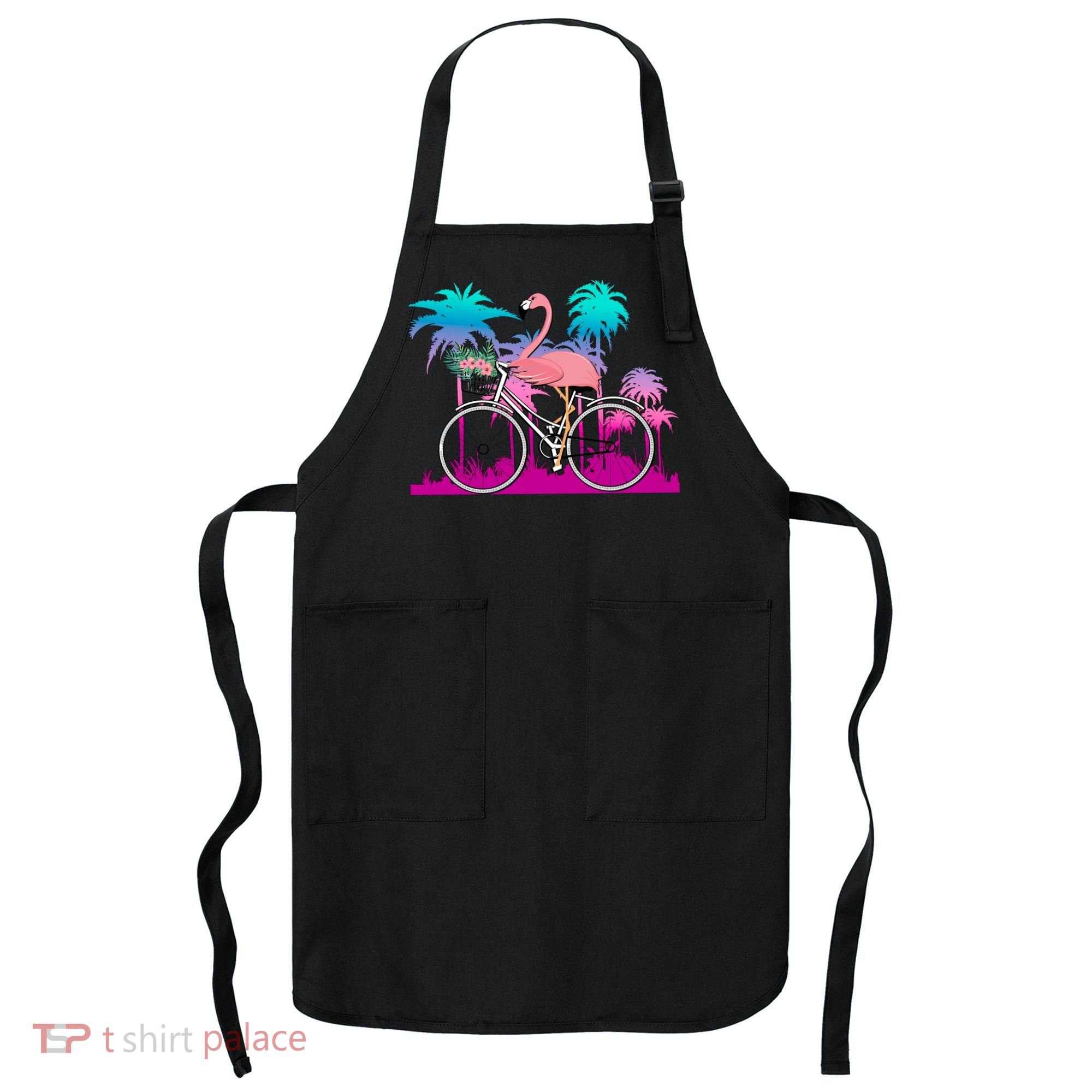 Let's Get Flocked Up Flamingo Riding A Bike Apron