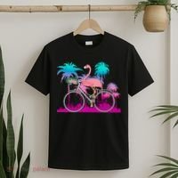 Let's Get Flocked Up Flamingo Riding A Bike T-Shirt thumb 2