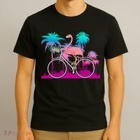 Let's Get Flocked Up Flamingo Riding A Bike T-Shirt thumb 3
