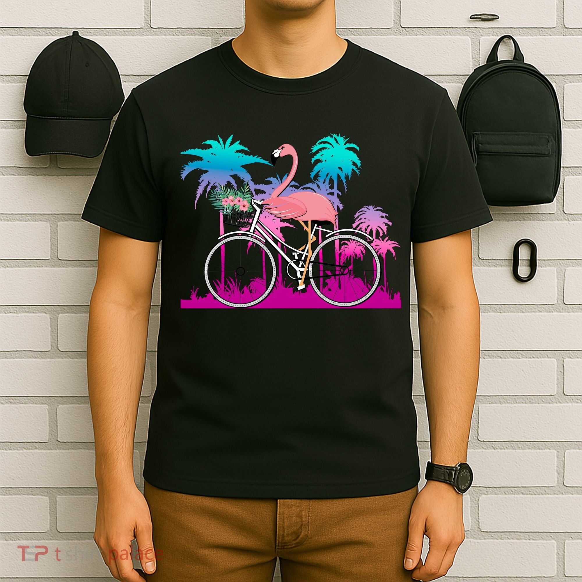 Let's Get Flocked Up Flamingo Riding A Bike T-Shirt