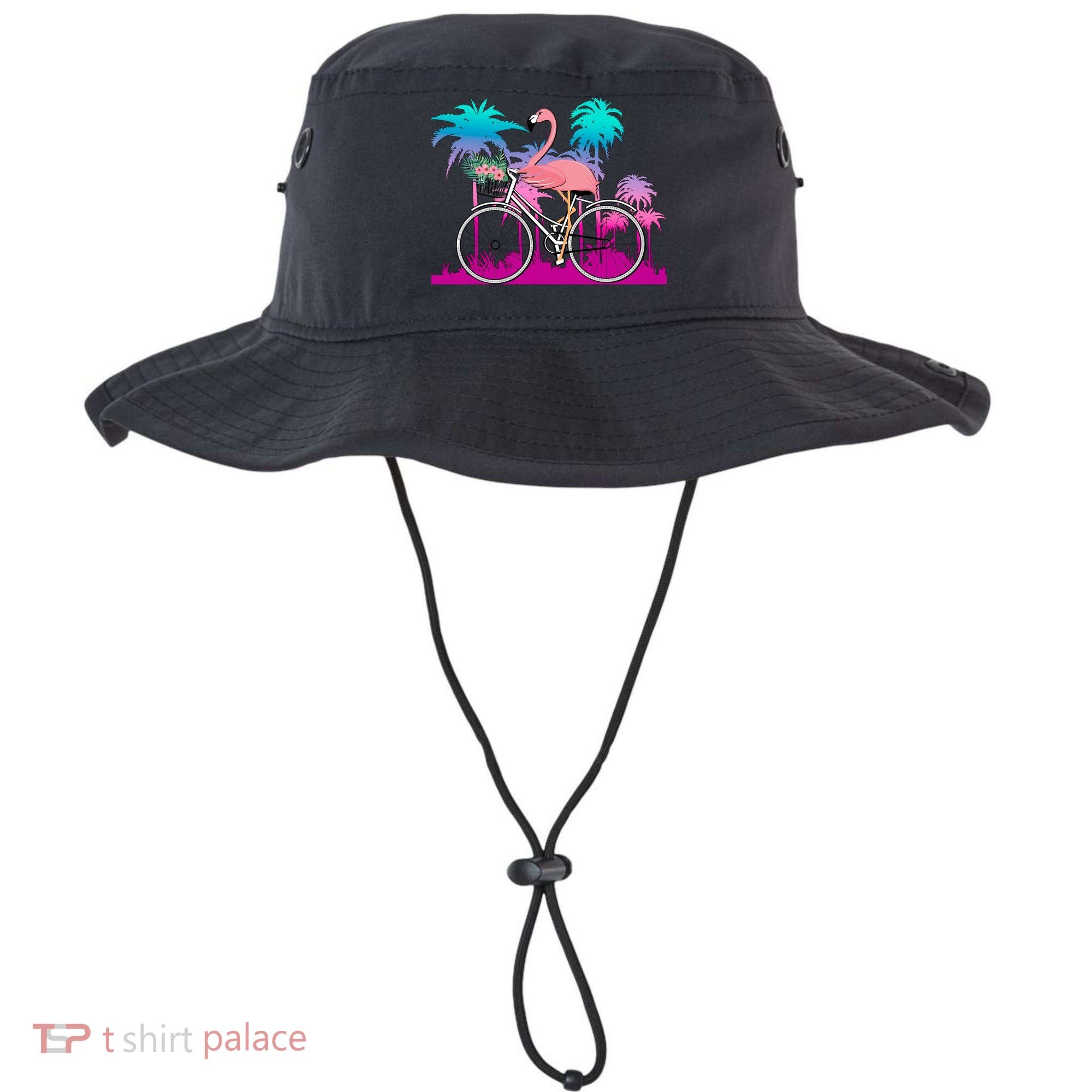 Let's Get Flocked Up Flamingo Riding A Bike Bucket Hat