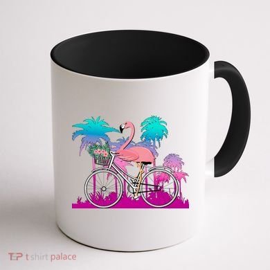 Let's Get Flocked Up Flamingo Riding A Bike Coffee Mug back