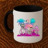 Let's Get Flocked Up Flamingo Riding A Bike Coffee Mug thumb 2