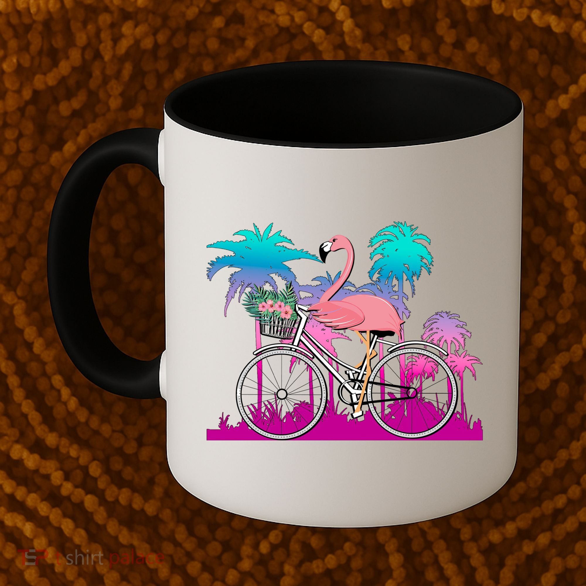Let's Get Flocked Up Flamingo Riding A Bike Coffee Mug