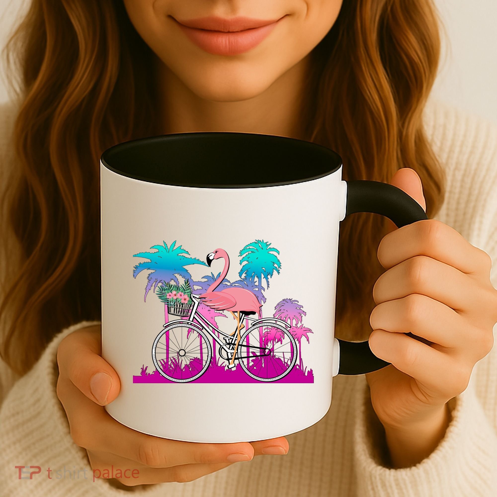 Let's Get Flocked Up Flamingo Riding A Bike Coffee Mug