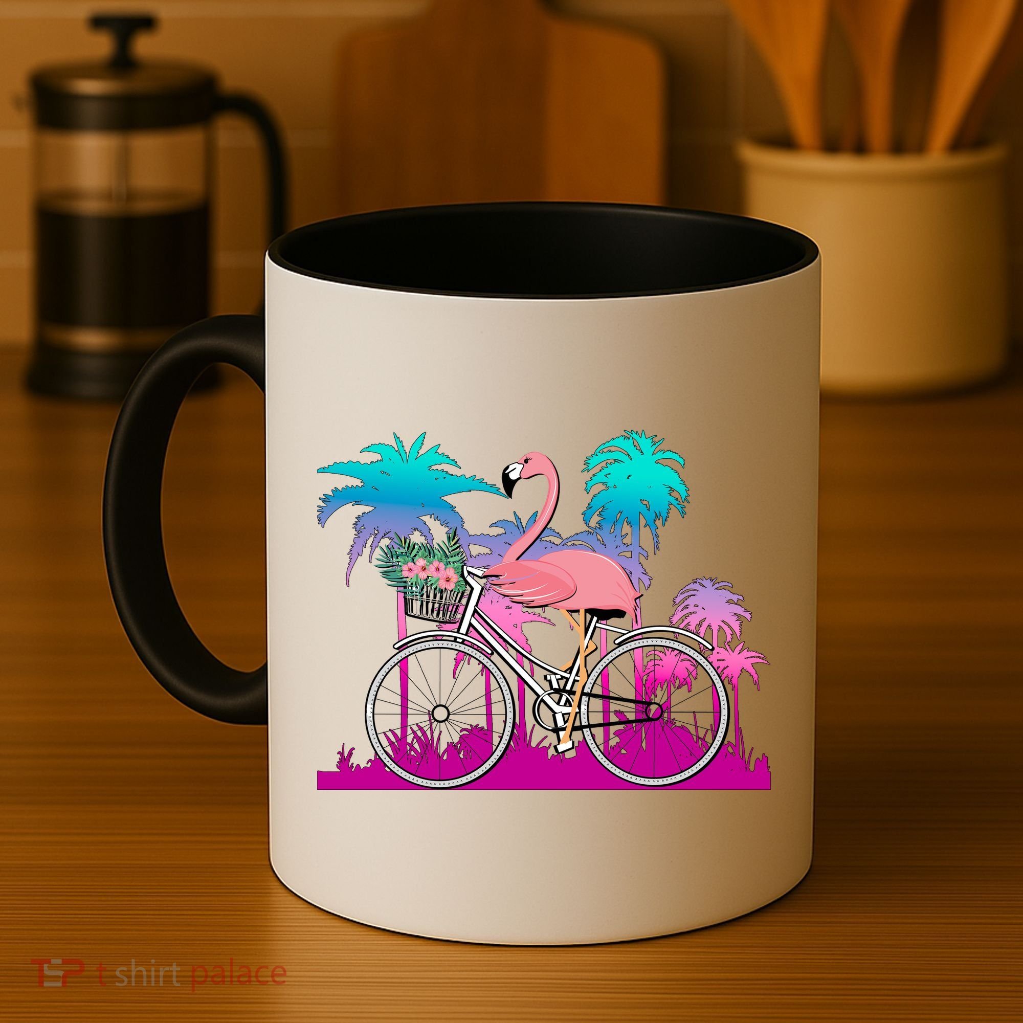 Let's Get Flocked Up Flamingo Riding A Bike Coffee Mug