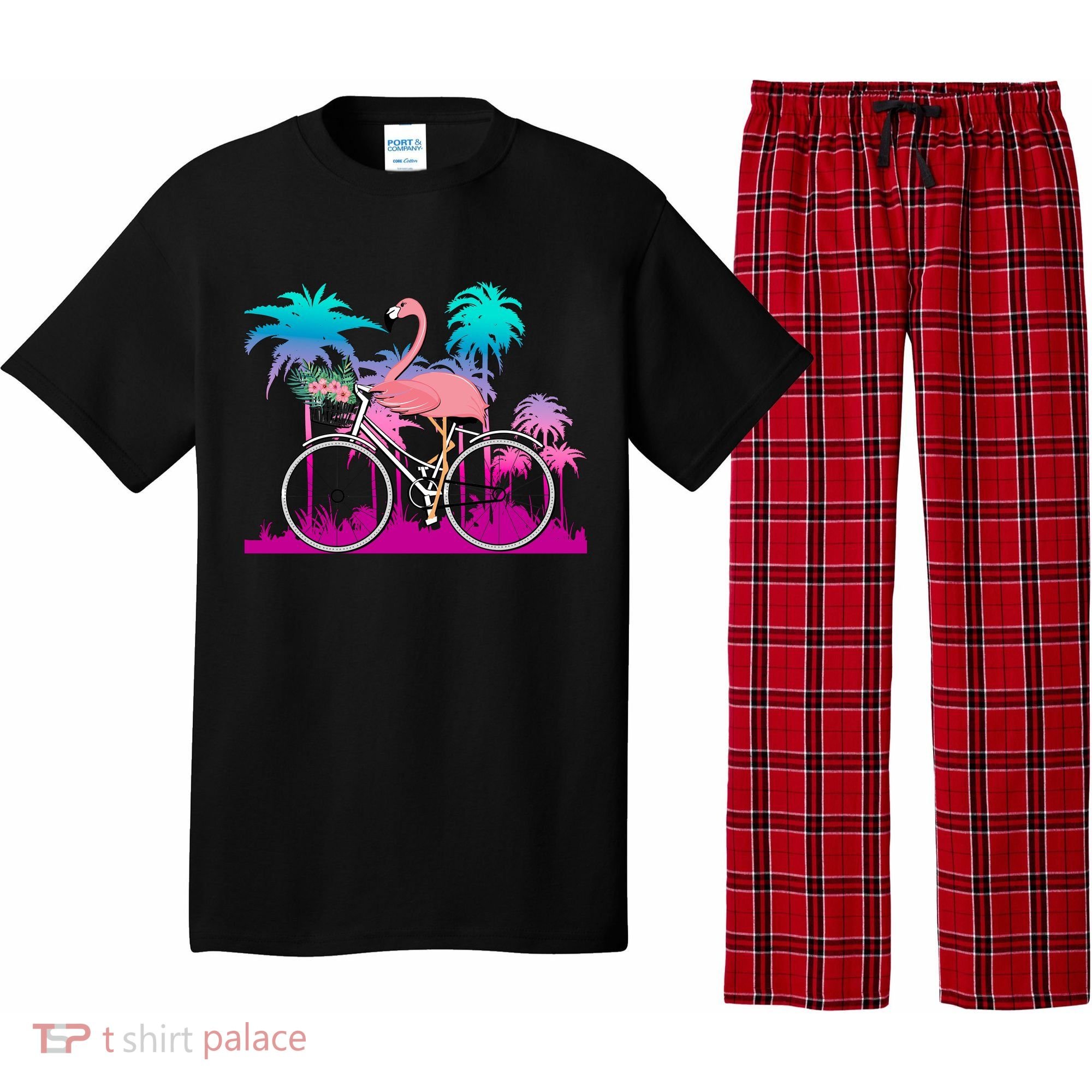 Let's Get Flocked Up Flamingo Riding A Bike Pajama Set