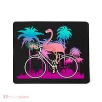 Let's Get Flocked Up Flamingo Riding A Bike Mousepad thumb 0