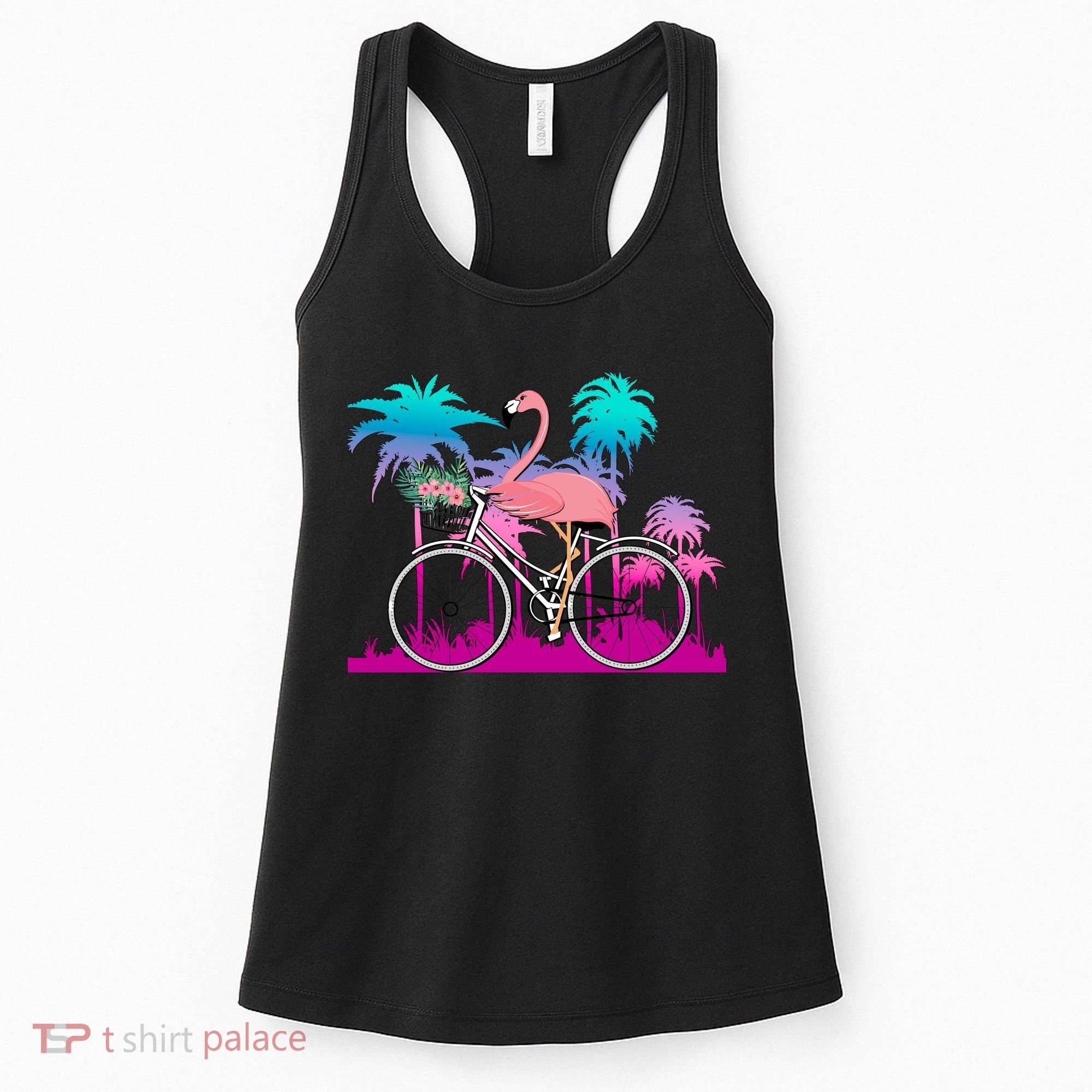 Let's Get Flocked Up Flamingo Riding A Bike Women's Tank Top