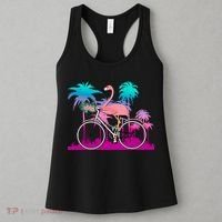 Let's Get Flocked Up Flamingo Riding A Bike Women's Tank Top thumb 3