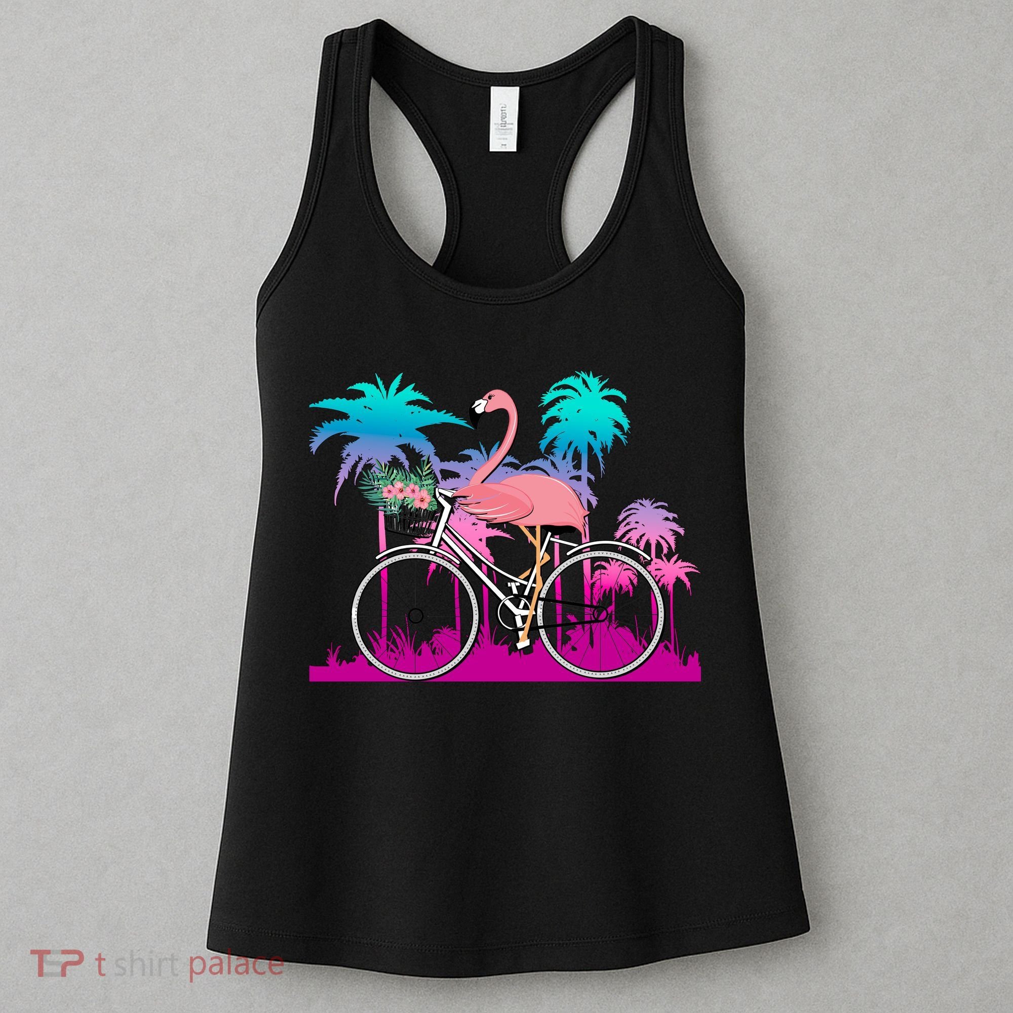 Let's Get Flocked Up Flamingo Riding A Bike Women's Tank Top