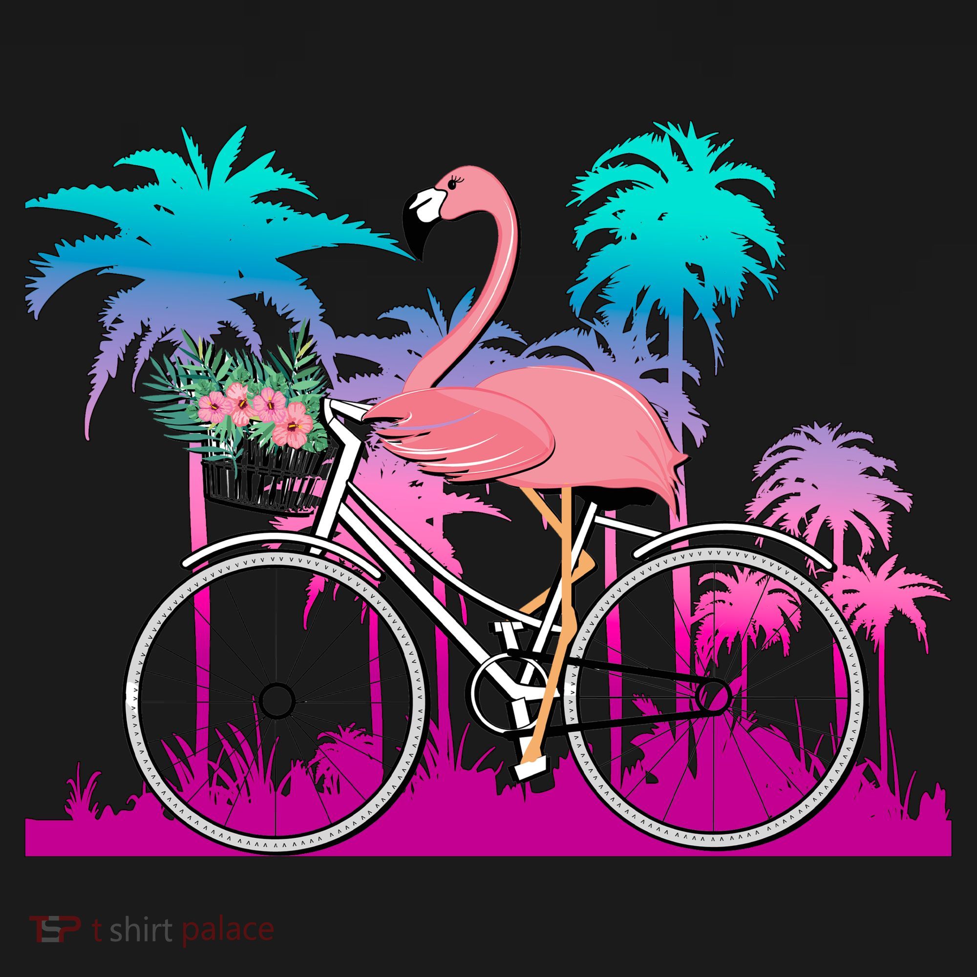 Let's Get Flocked Up Flamingo Riding A Bike Baby Bodysuit
