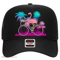Let's Get Flocked Up Flamingo Riding A Bike Hat thumb 0