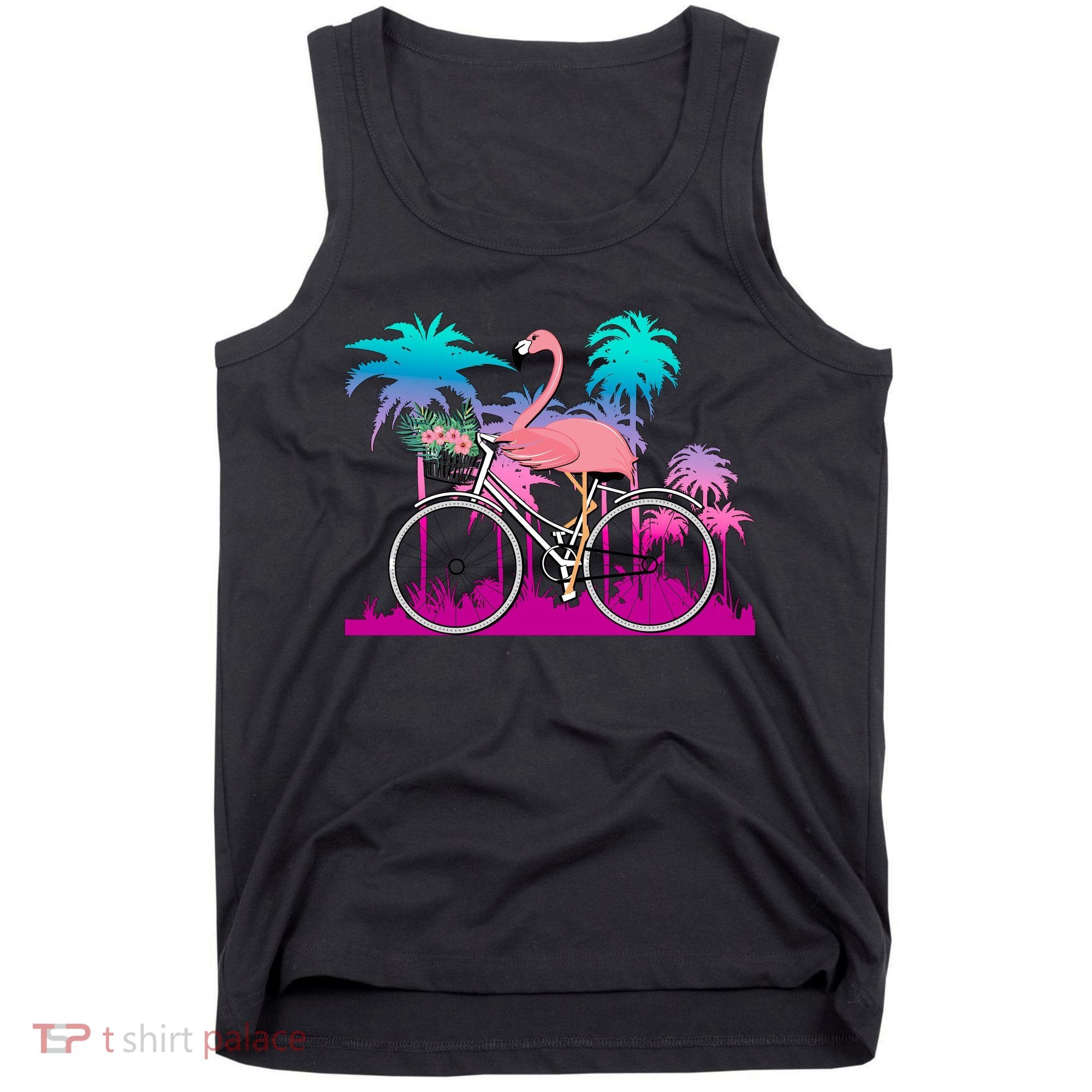 Let's Get Flocked Up Flamingo Riding A Bike Tank Top
