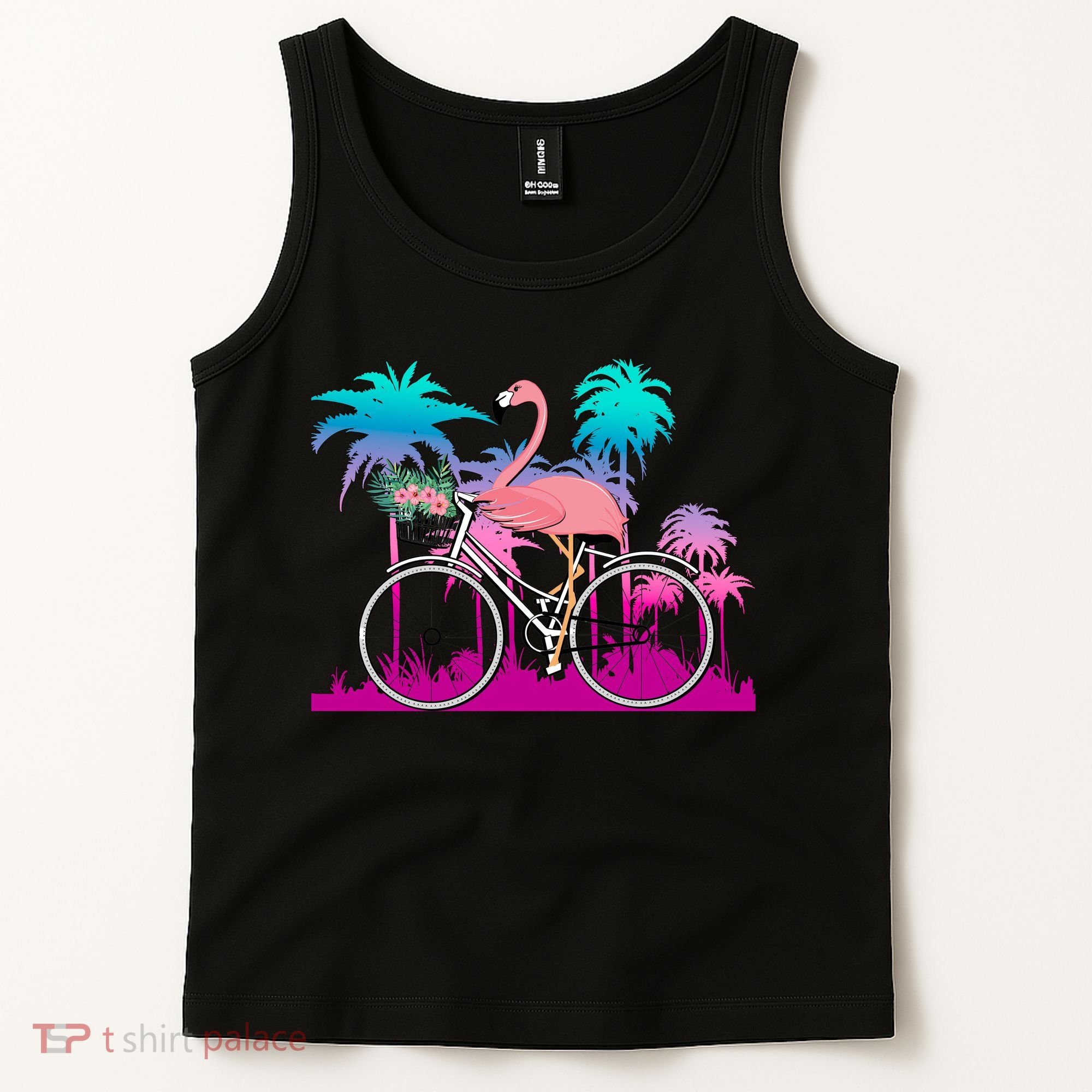 Let's Get Flocked Up Flamingo Riding A Bike Tank Top