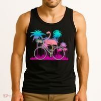 Let's Get Flocked Up Flamingo Riding A Bike Tank Top thumb 3