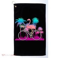 Let's Get Flocked Up Flamingo Riding A Bike Golf Towel thumb 0