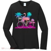 Let's Get Flocked Up Flamingo Riding A Bike Women's Long Sleeve Shirt thumb 0