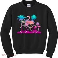 Let's Get Flocked Up Flamingo Riding A Bike Kids Sweatshirt thumb 0