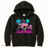 Let's Get Flocked Up Flamingo Riding A Bike Kids Hoodie thumb 0