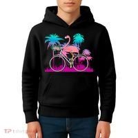 Let's Get Flocked Up Flamingo Riding A Bike Kids Hoodie thumb 4