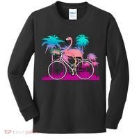 Let's Get Flocked Up Flamingo Riding A Bike Kids Long Sleeve Shirt thumb 0