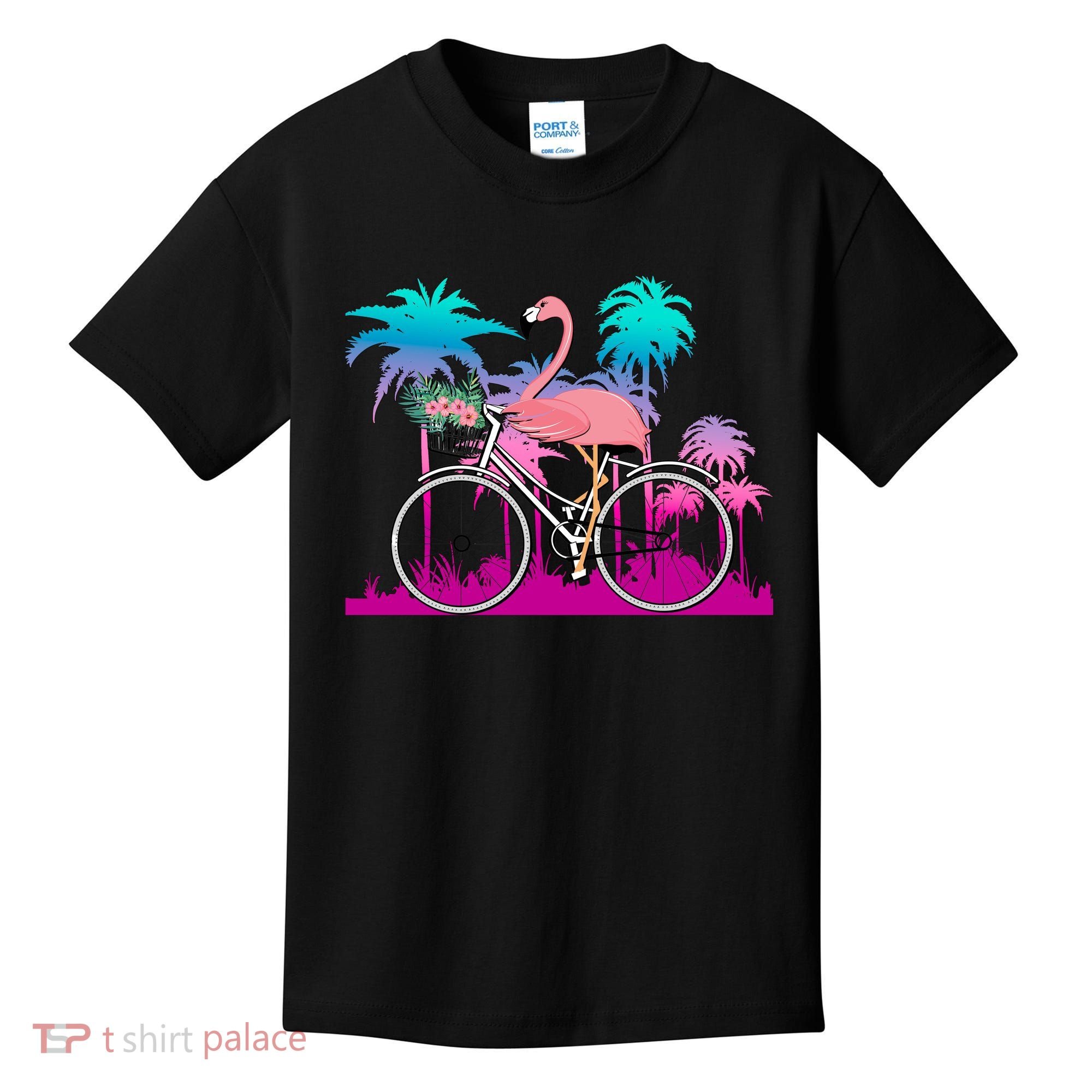 Let's Get Flocked Up Flamingo Riding A Bike Kids T-Shirt