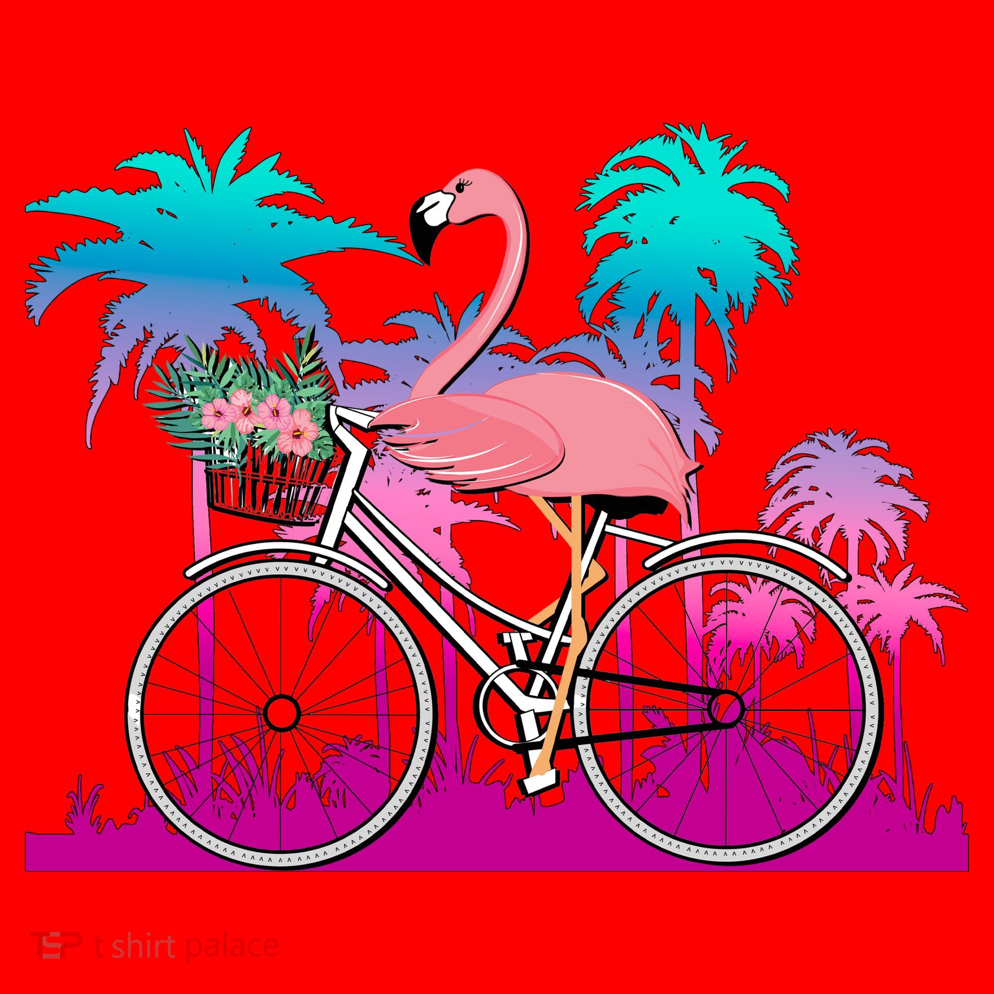 Let's Get Flocked Up Flamingo Riding A Bike Santa Hat