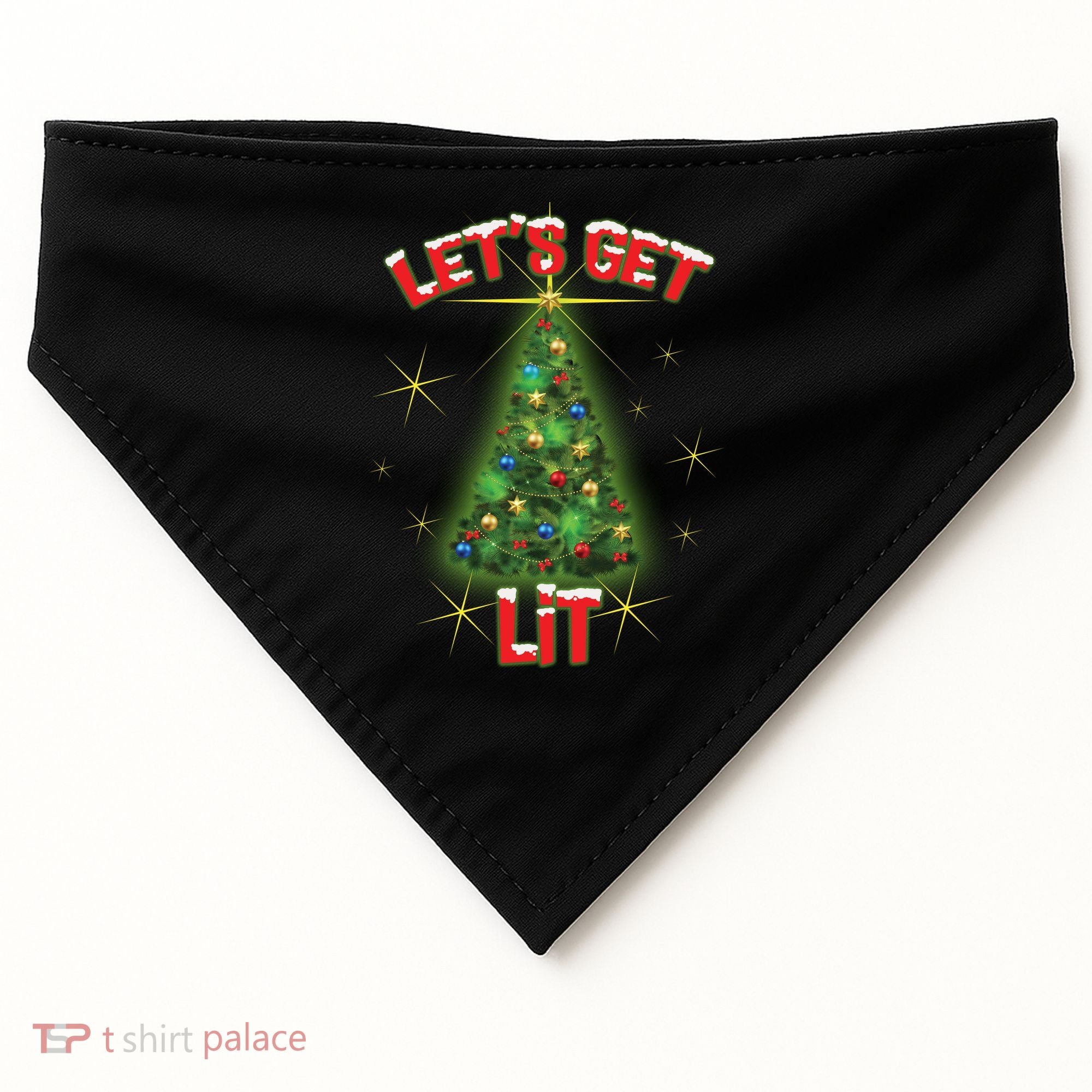 Let's Get Lit Christmas Tree USA-Made Doggie Bandana