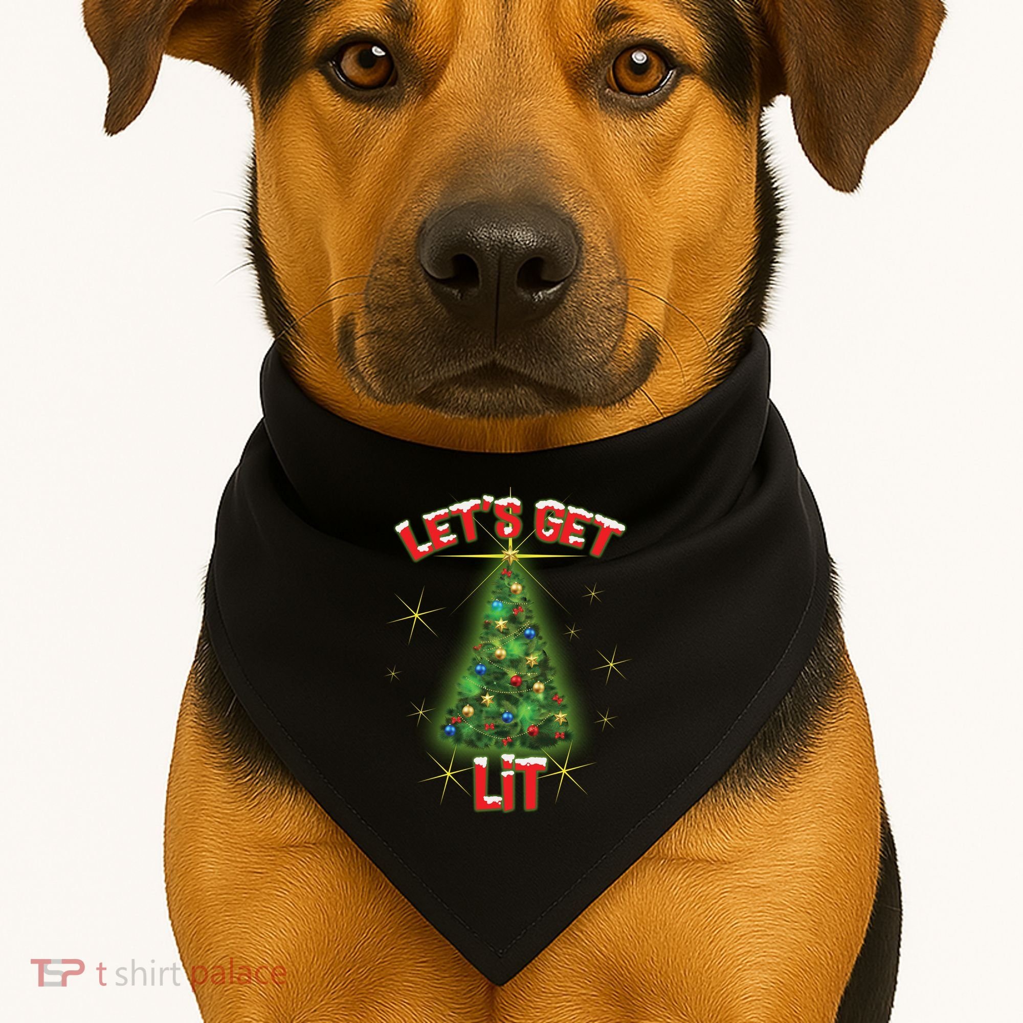 Let's Get Lit Christmas Tree USA-Made Doggie Bandana