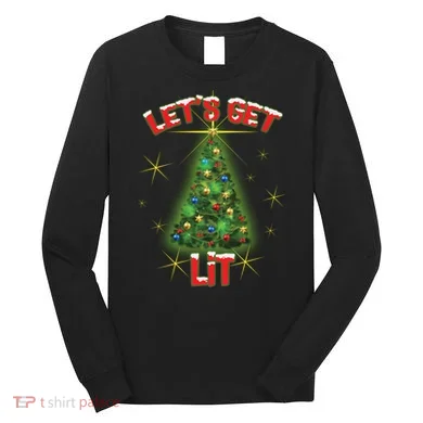 Let's Get Lit Christmas Tree Long Sleeve Shirt