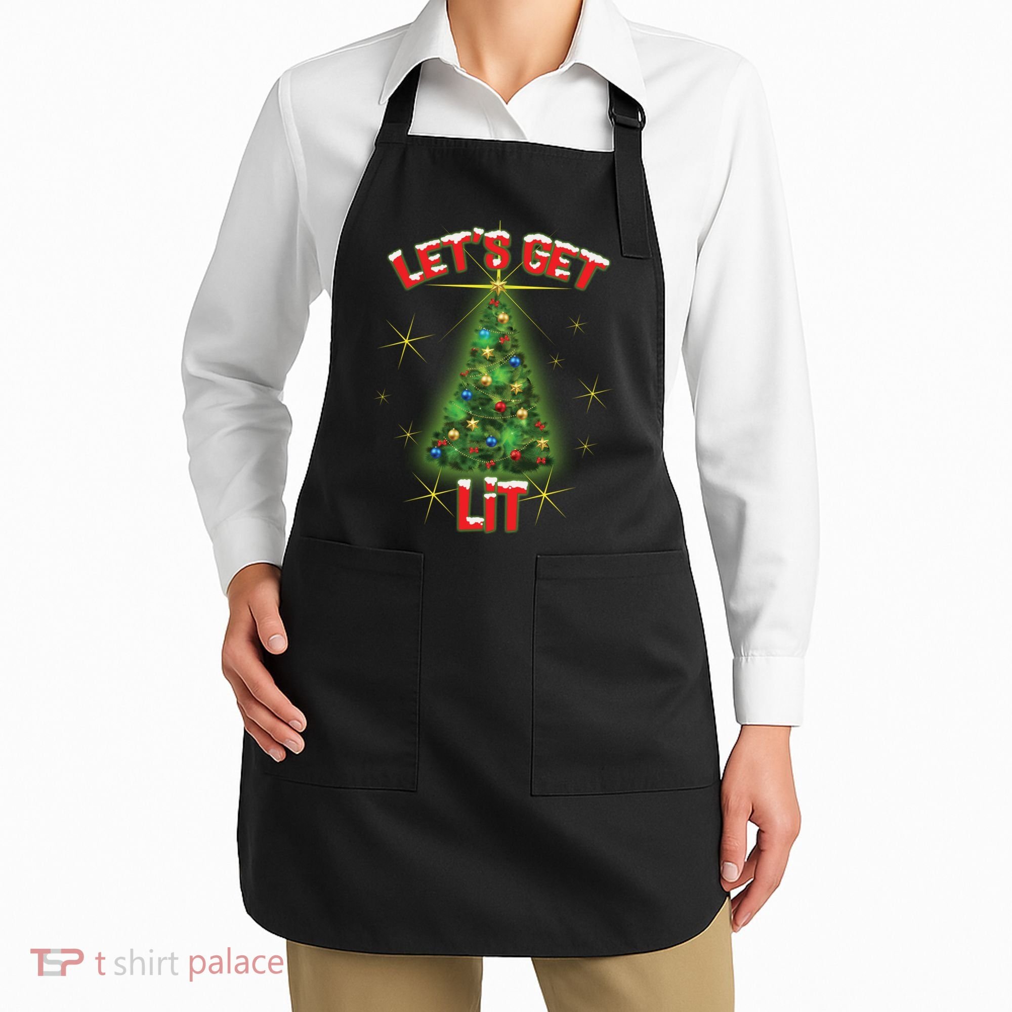 Let's Get Lit Christmas Tree Apron
