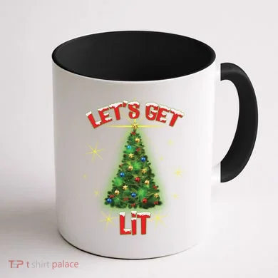 Let's Get Lit Christmas Tree Coffee Mug back