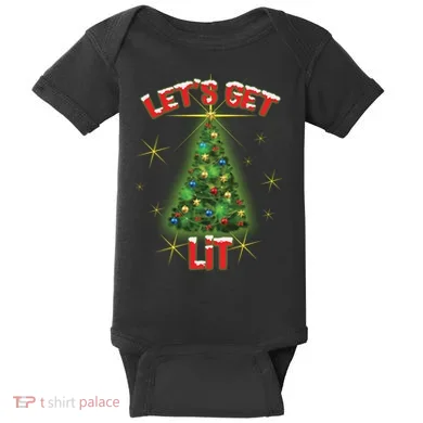 Let's Get Lit Christmas Tree Baby Bodysuit