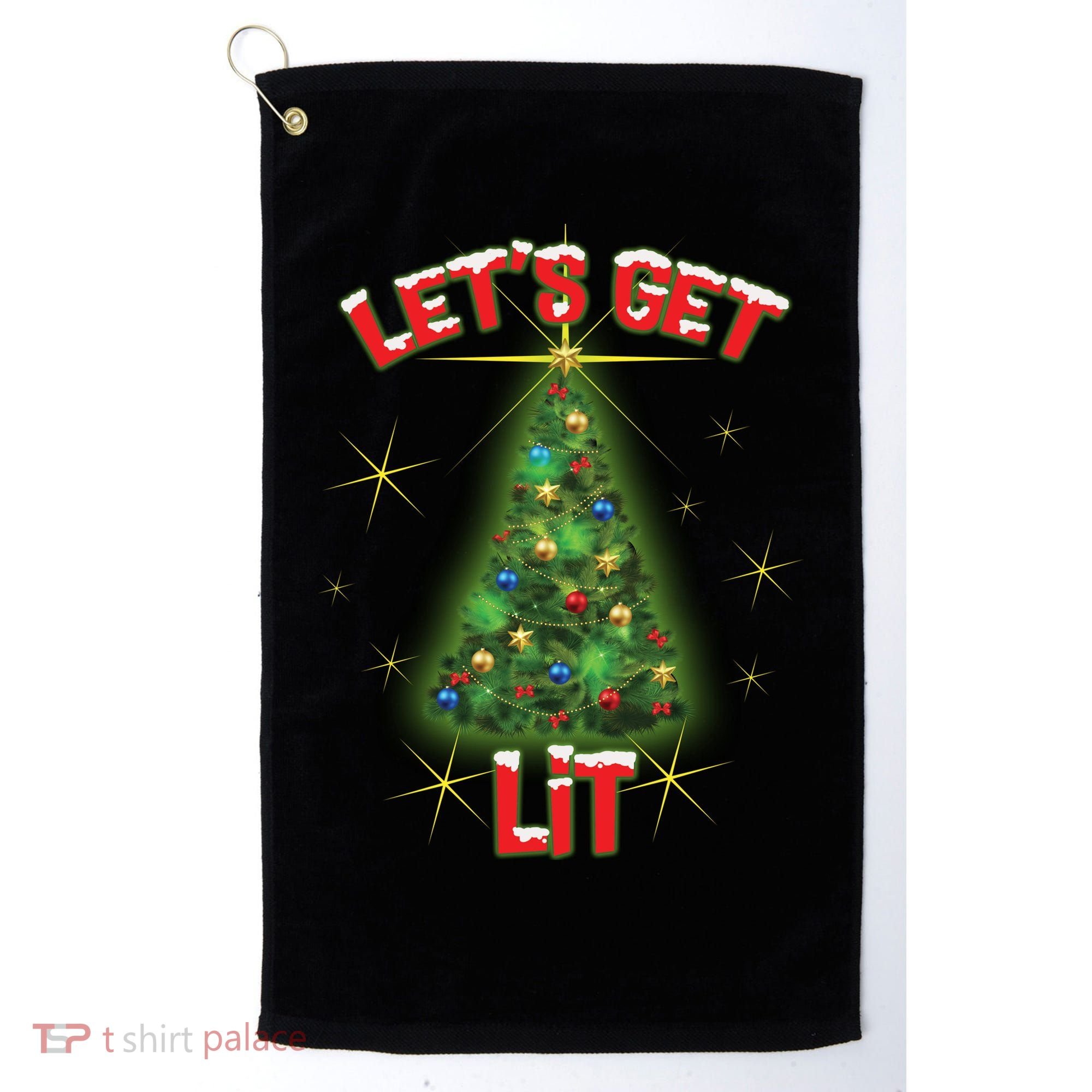 Let's Get Lit Christmas Tree Golf Towel