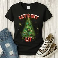 Let's Get Lit Christmas Tree Women's T-Shirt thumb 3