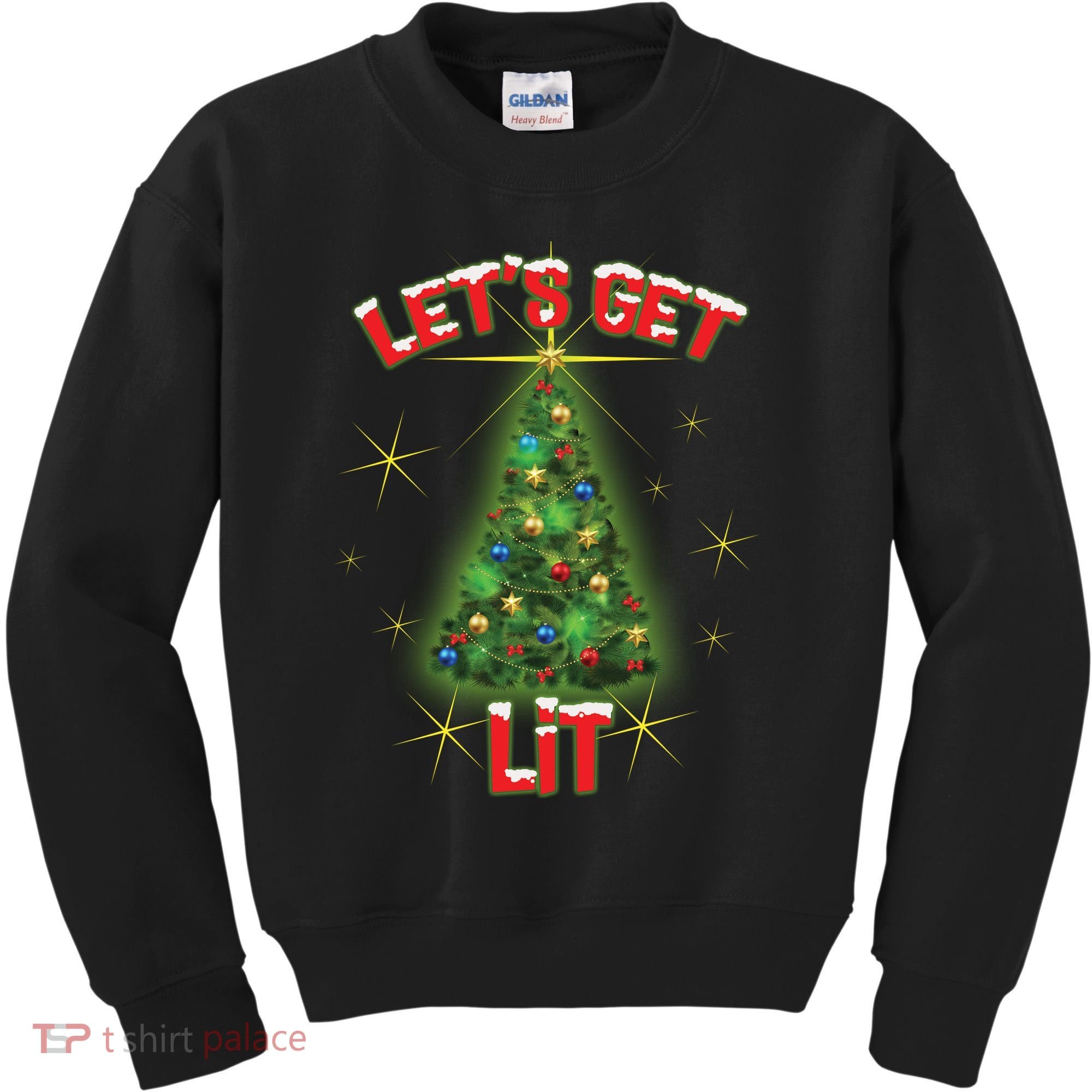Let's Get Lit Christmas Tree Kids Sweatshirt