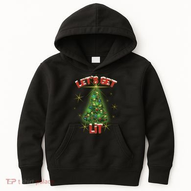 Let's Get Lit Christmas Tree Kids Hoodie