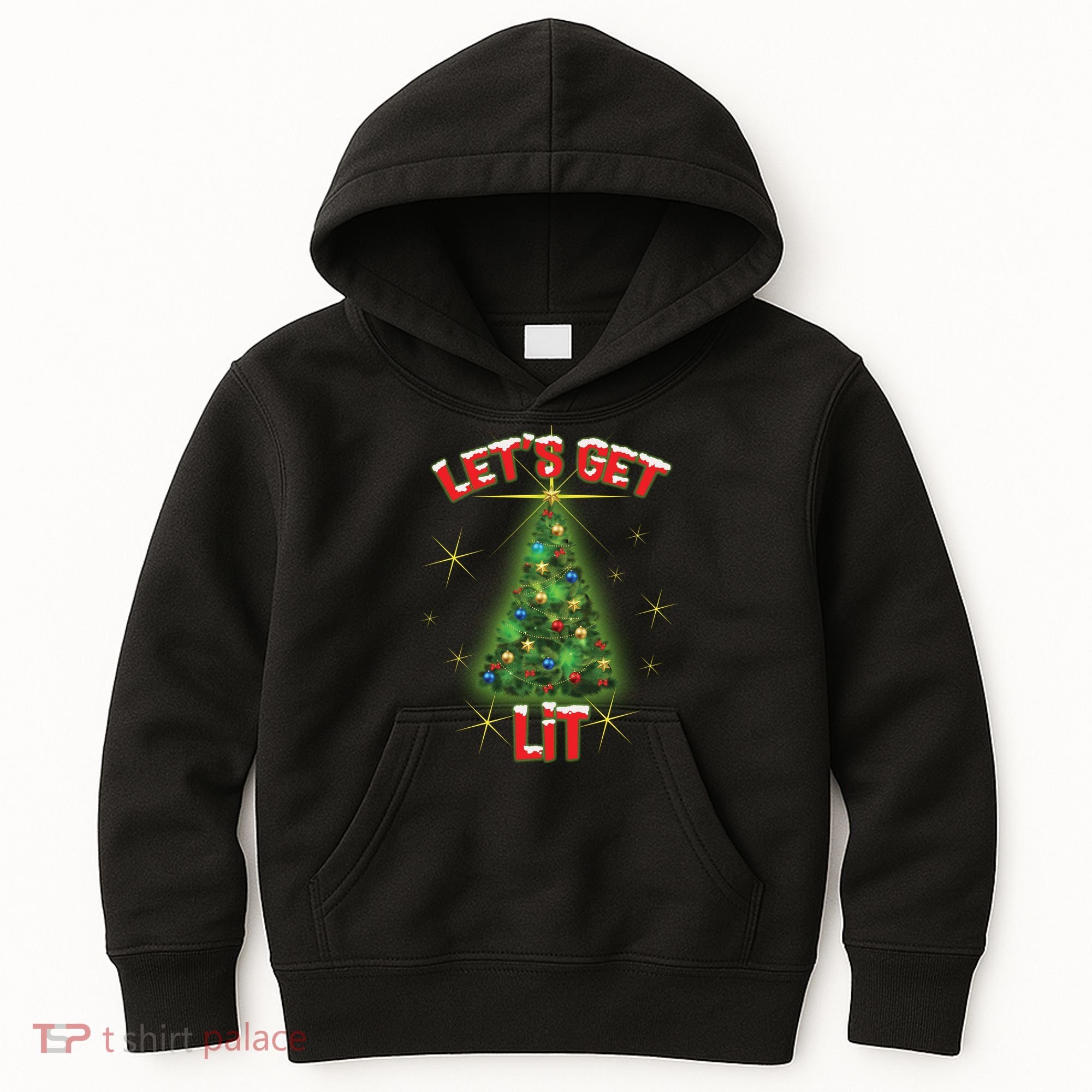 Let's Get Lit Christmas Tree Kids Hoodie