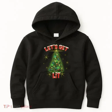 Let's Get Lit Christmas Tree Kids Hoodie