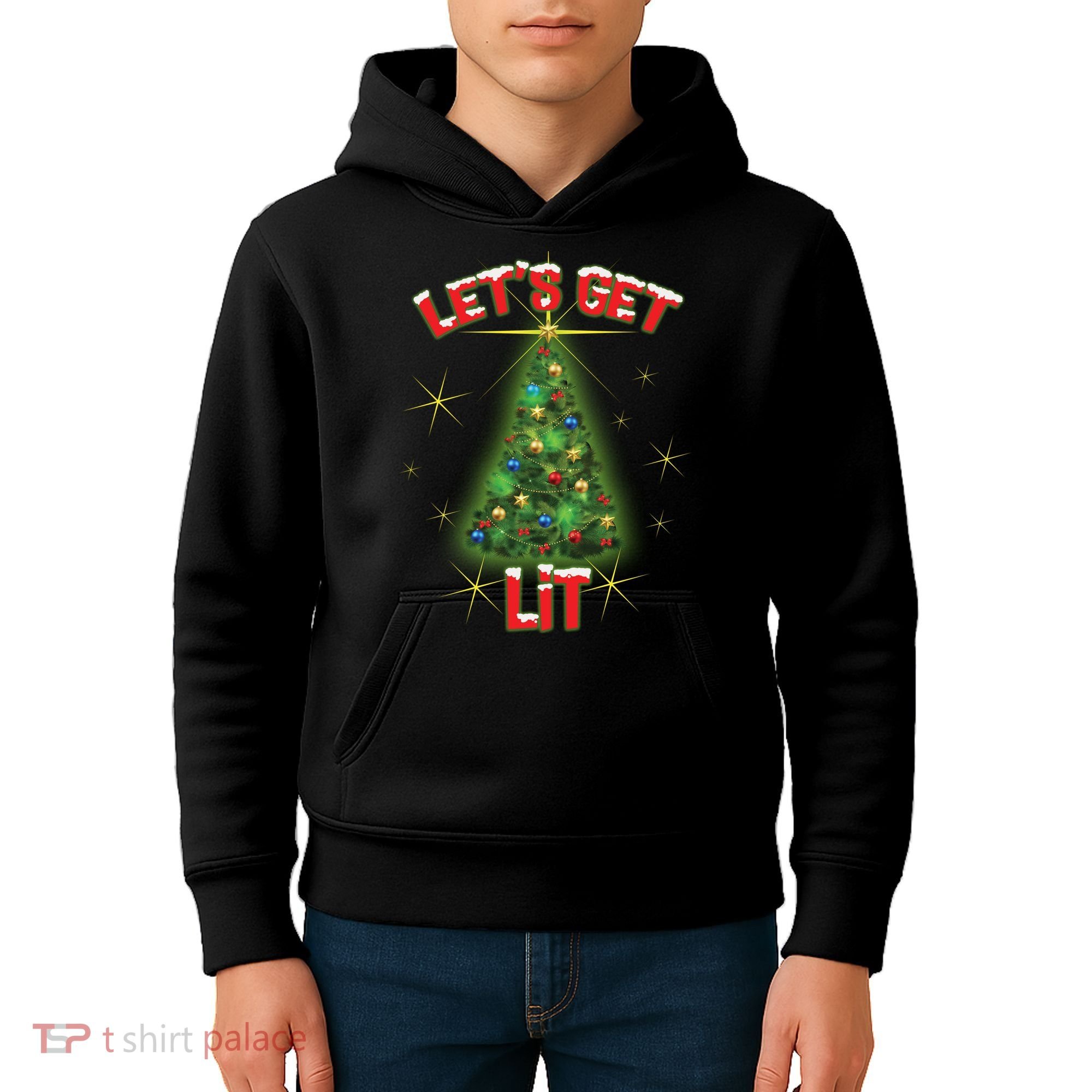 Let's Get Lit Christmas Tree Kids Hoodie