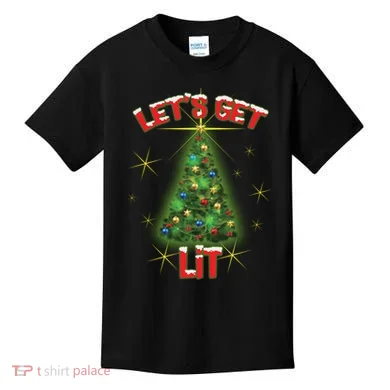 Let's Get Lit Christmas Tree Kids T-Shirt