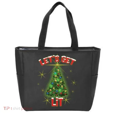 Let's Get Lit Christmas Tree Tote Bag