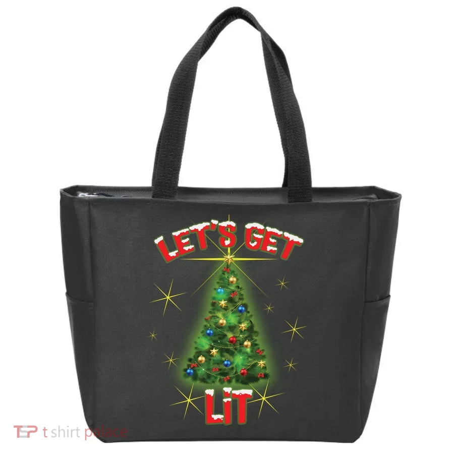 Let's Get Lit Christmas Tree Tote Bag