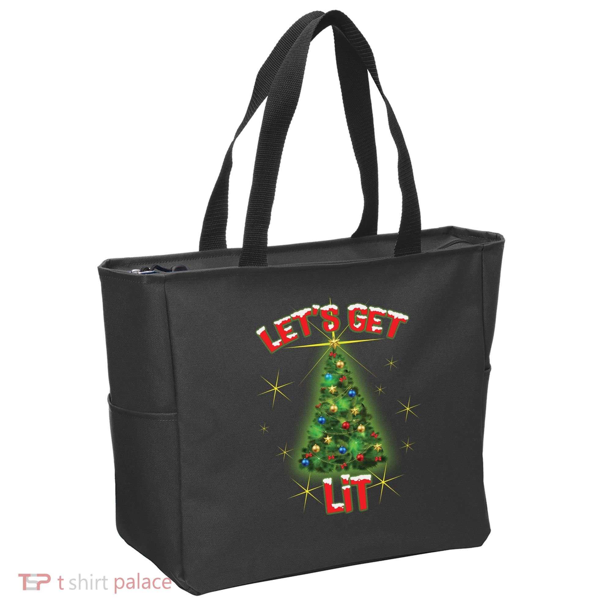 Let's Get Lit Christmas Tree Tote Bag